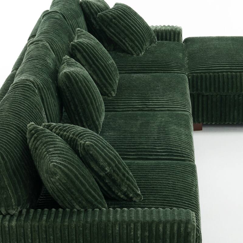Anne 150" W Upholstered Plush Corduroy Modular Sectional Sofa