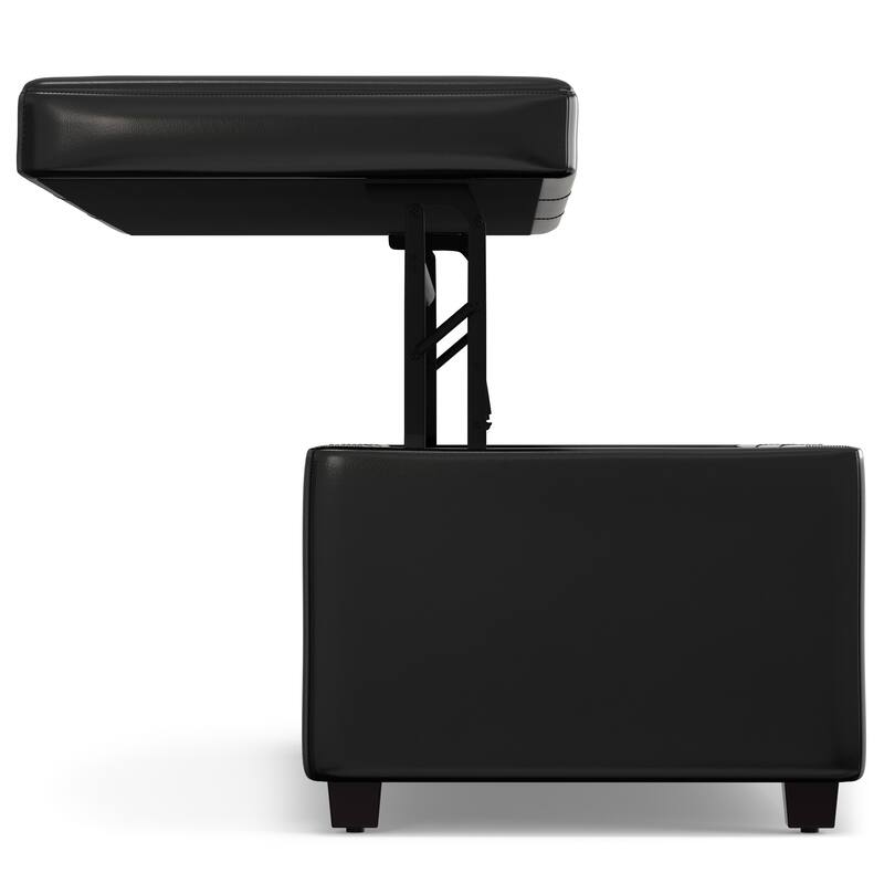 WYNDENHALL Franklin 44 inch Wide Contemporary Rectangle Storage Ottoman in Faux Leather