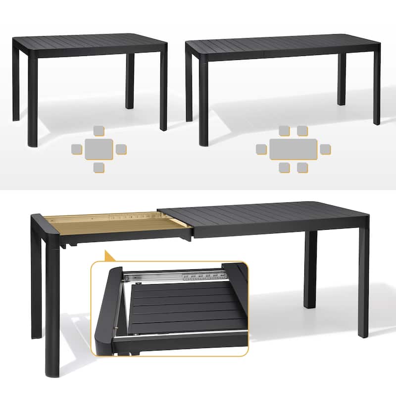 VredHom 5/7-piece Patio Dining Set with Extendable Table and Folding Dining Chairs