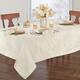 Porch & Den Prahl Jacquard Poinsettia Tablecloth - 60x84 Oval - Ivory