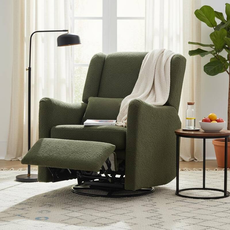 Merax Swivel Glider Recliner with Rocking Base - Seaweed Green