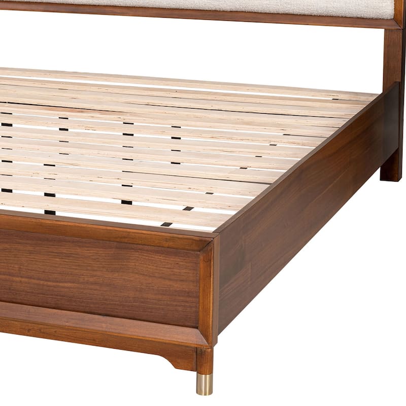 Furniture of America Forma Mid-Century Modern 2-Piece Walnut Solid Wood Platform Bedroom Set