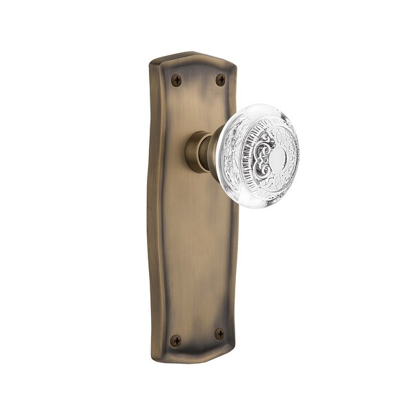 Nostalgic Warehouse PRACED_PRV_238_NK Vintage Crystal Egg and Dart Privacy Door Knob Set with Prairie Rose and 2-3/8" Backset