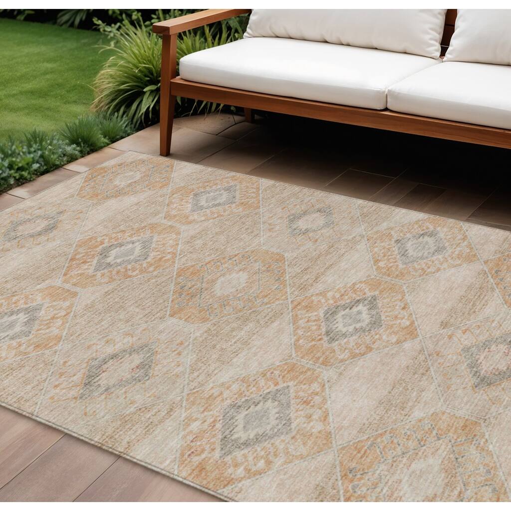 HomeRoots Aztec Transitional Rectangle Outdoor Rug