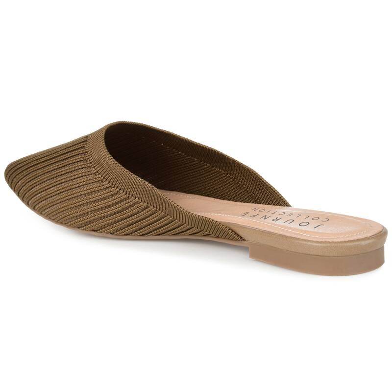Journee Collection Women's Medium and Wide Width Aniee Slip On Almond Toe Mule Flats