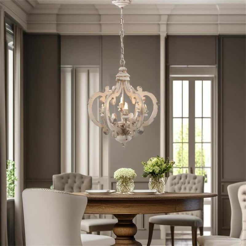 French Country Wood Chandelier