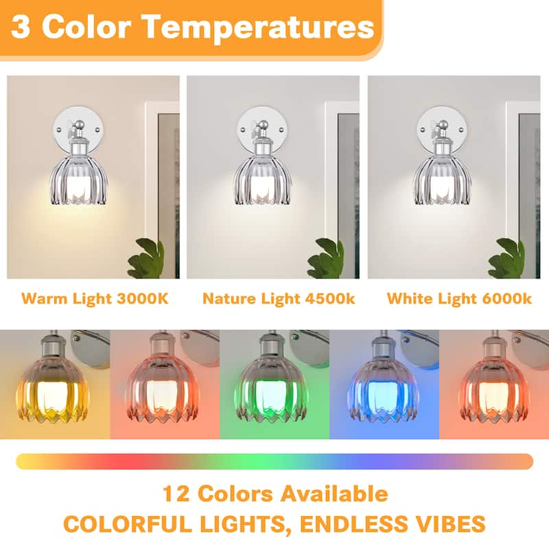 Adjustable Vintage Wall Sconce with Amber Tulip Glass Brass Fixture with Switch Ideal for Bedroom Hallway or Entry