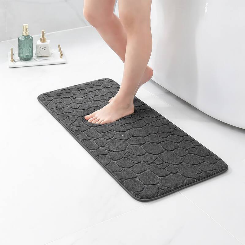 Memory Foam Runner Bath Mat Pebble Design 48x18