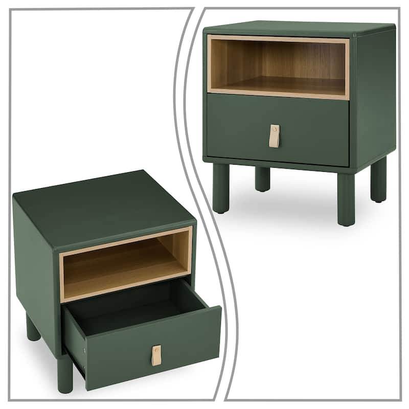 Modern Stylish Freestanding Nightstand with Leather Handle