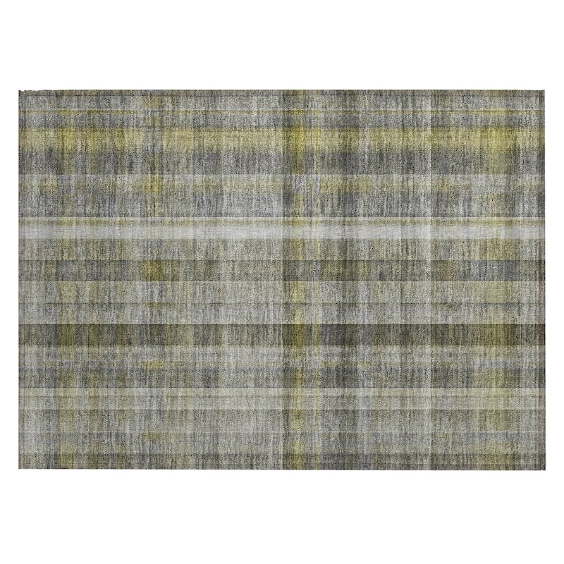 Machine Washable Indoor/ Outdoor Plaid Chantille Rug