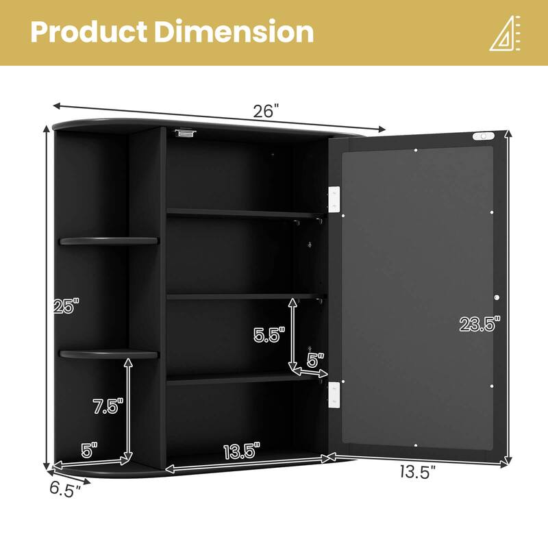 Costway Multipurpose Wall Surface Bathroom Storage Medicine Cabinet