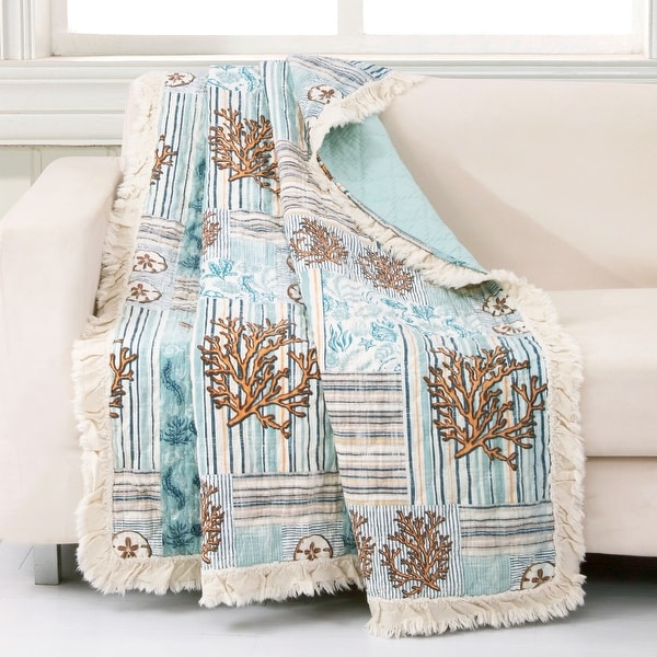 Blue and tan throw blanket deals