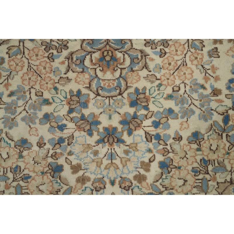 Hand Knotted Oriental 100% Wool Carpet Traditional Floral Beige & Ivories Kerman Area Rug - 7' 6'' X 4' 10''
