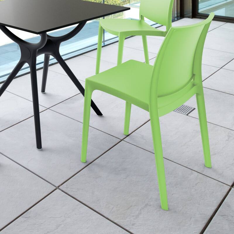 32" Green Outdoor Patio Solid Dining Chair