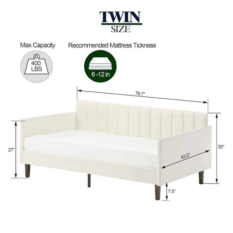 Epiphyllum Modern Twin Size Daybed with Ribbed Tufted Backrest byChristopher Knight Home