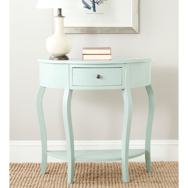 slide 1 of 3, SAFAVIEH Jan Demilune Celedon Small Console - 32.7" x 14.2" x 32.9"