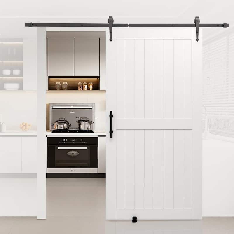 White MDF Pine Sliding Barn Door with Waterproof PVC Coating