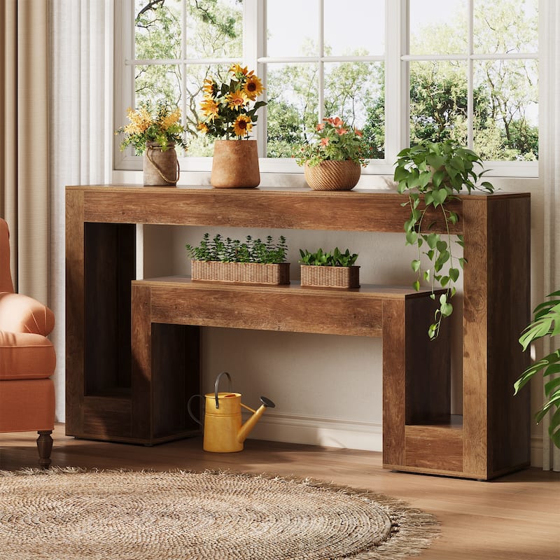 63"Console Table For Entryway，2-Tier Entryway Console Table