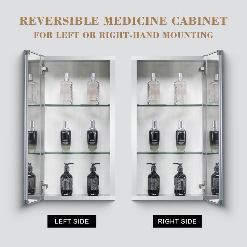 15X26 Inch Medicine Cabinet With Mirror Aluminum Bathroom Adjustable Shelf Wall Mounted Or Successed