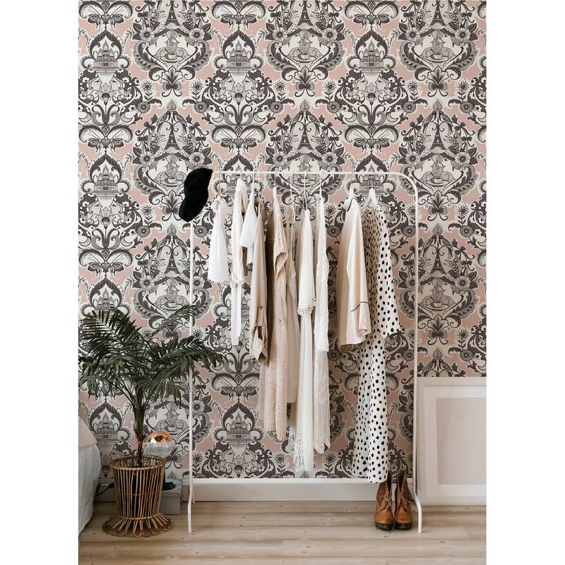 A-Street Prints Sadie Blush Parisian Damask Wallpaper