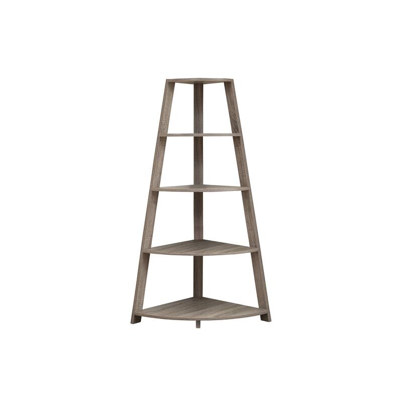 Bookshelf, Bookcase, Etagere, Corner, 4 Tier, 60"h, Office, Bedroom, Laminate, Contemporary, Modern