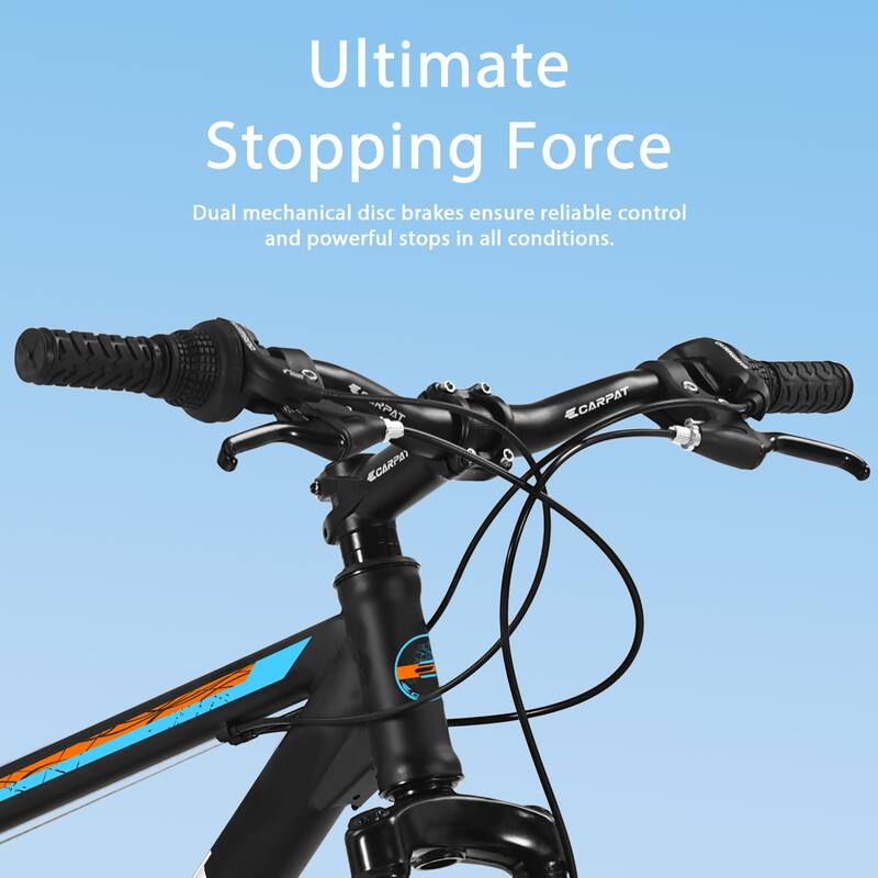 26 Inch Mountain Bike, Shimano 21 Speeds with Mechanical Disc Brakes, High-Carbon Steel Frame, Suspension MTB Bikes