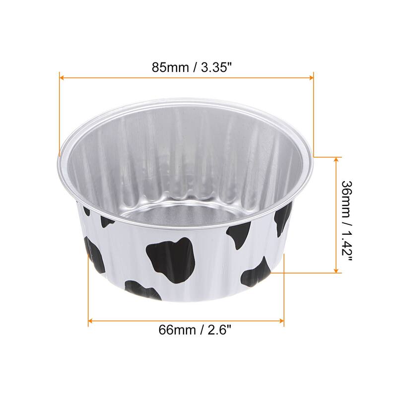Cupcake Cups 66x36x85mm Aluminum Foil Standard Cupcake Liners - Black&White - 100pcs