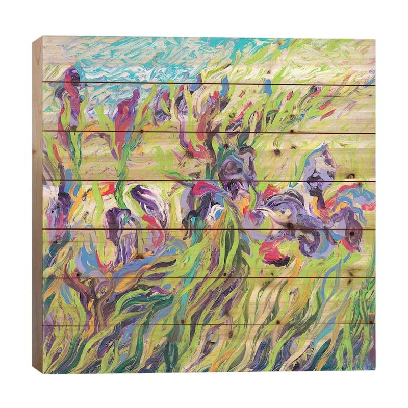 Irises II Print On Wood by Iris Scott - Multi-Color - 26x26x1.5