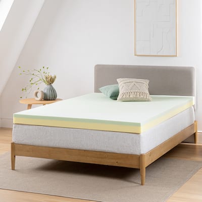 Priage by Zinus 4 inch Green Tea Memory Foam Mattress Topper