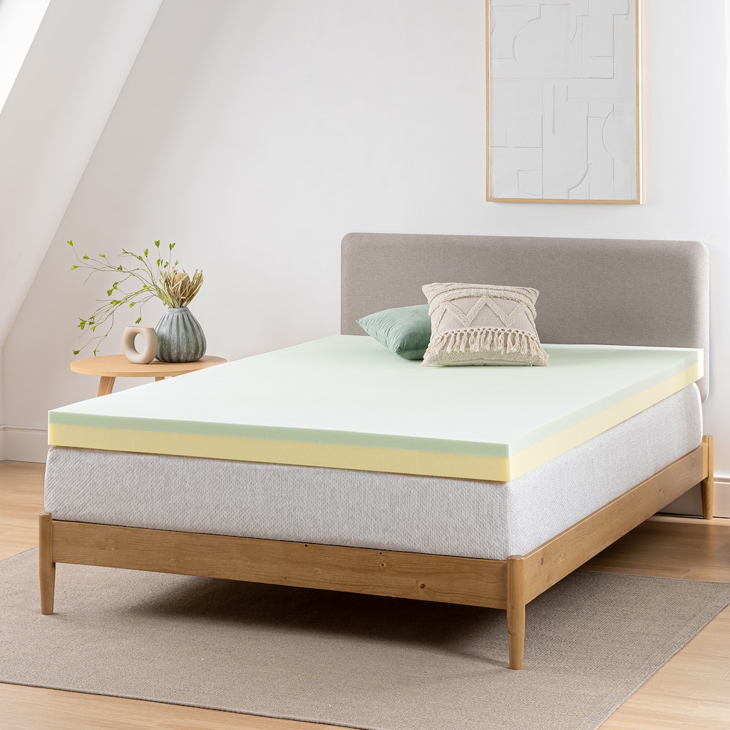 Priage by Zinus 4 inch Green Tea Memory Foam Mattress Topper