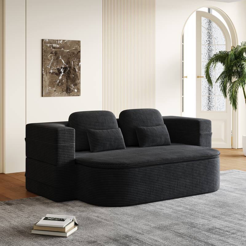 75''2-in-1 Foldable Sofa,Convertible Sleeper Foam Sofa Bed with Multi Functional Blanket, Floor Sofa Lounge Sofa