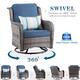 OVIOS 6-piece Rattan Wicker Patio Furniture Set Swivel Rocking Chair Set