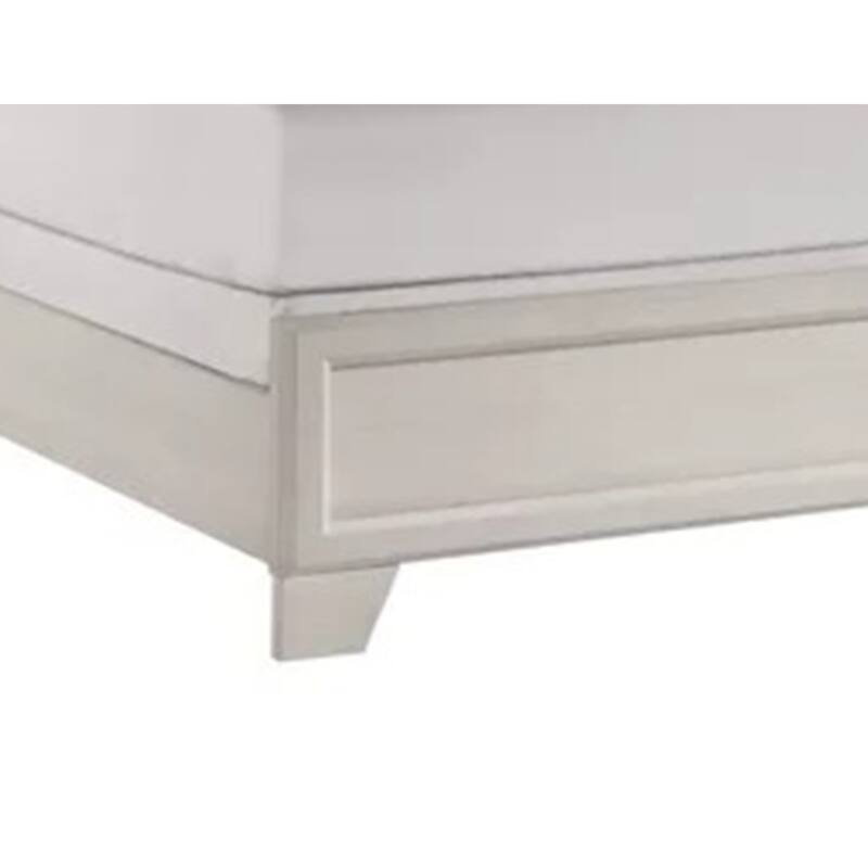 Charie Full Bed with Panel-Style Headboard, Tapered Legs, White Wood