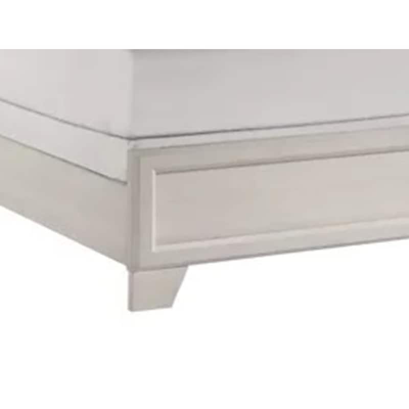 Charie Queen Bed with Panel-Style Headboard, Tapered Legs, White Wood
