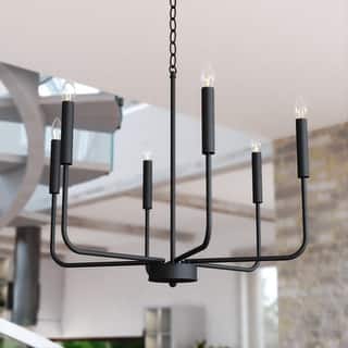 Beldon 6 Light Black Contemporary Chandelier Candelabra - 26-in W x 23.75-in H x 26-in D