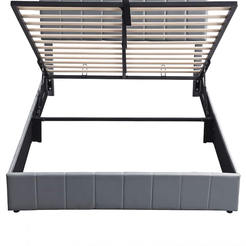 Queen size Upholstered Platform bed with a Hydraulic Storage System