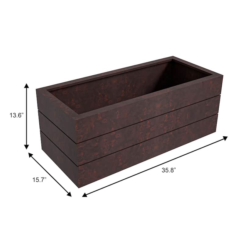 Oasis Rectangular Handcrafted Lightweight Planter Box With Drainage Holes for Garden Back yard Home Office