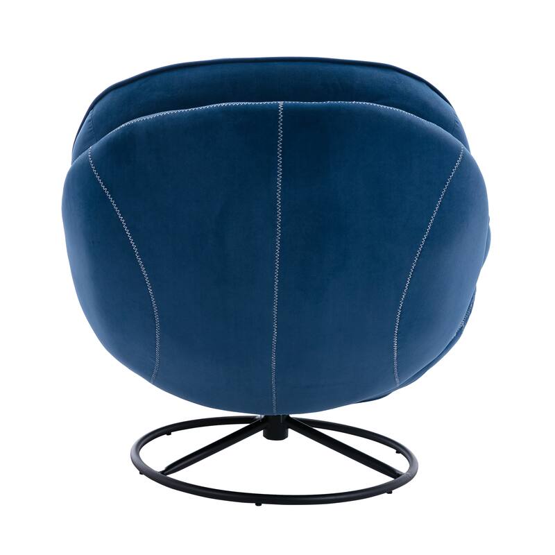 Velvet Swivel Accent Chair with Ottoman & Metal Legs (360° Rotation)