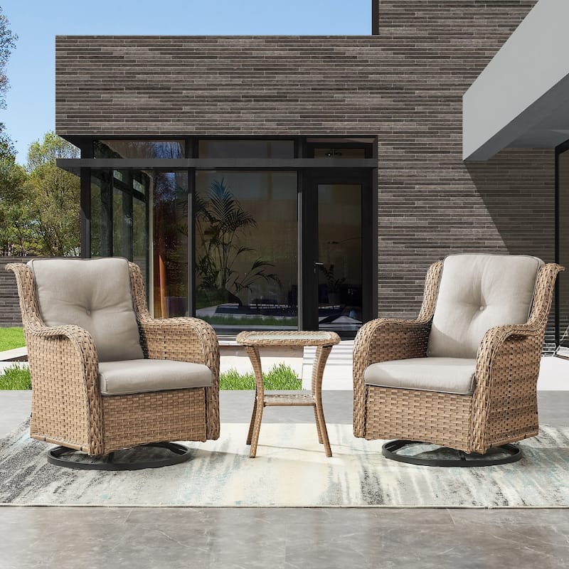 Gymojoy Patio Outdoor Rocking Chair Swivel Lounge Chair - Yellow - Beige