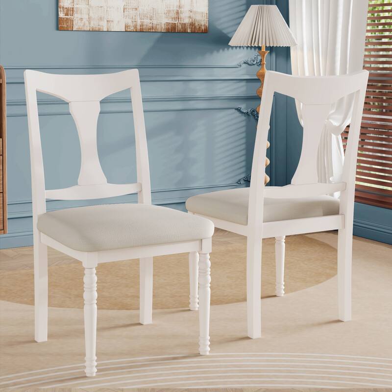 Upholstered Dining Chairs Set of 6, Farmhouse Armless Kitchen Chairs with Solid Wood Legs for Dining Room, Living Room
