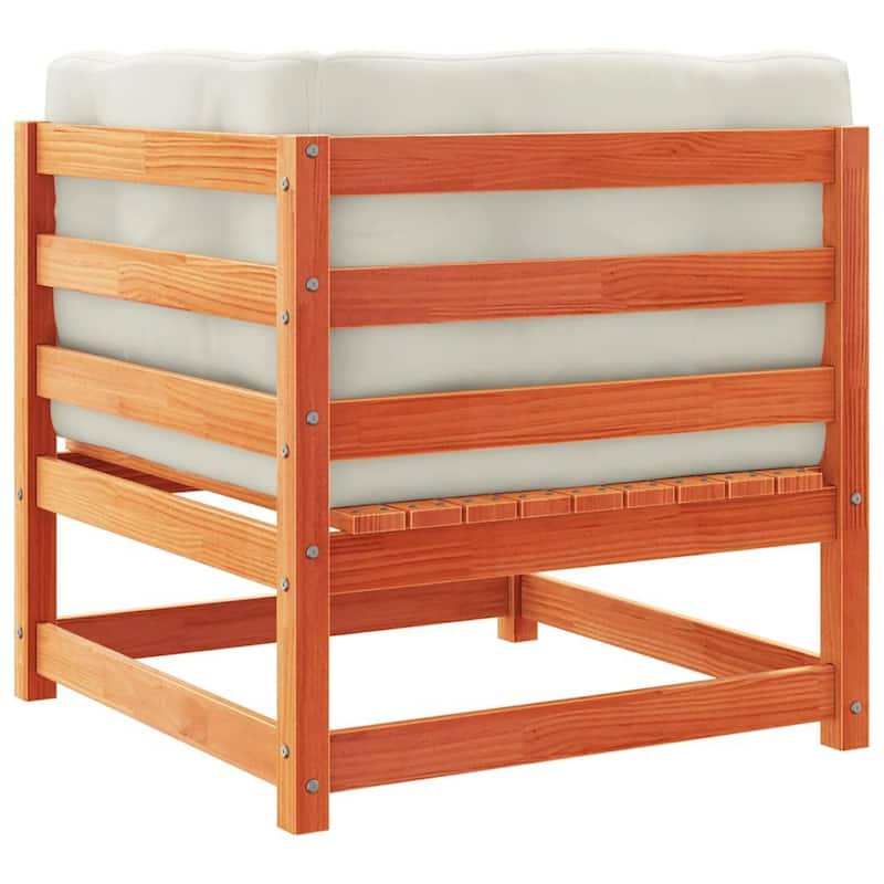 Patio Furniture with Cushions Outdoor Garden Seating Furniture Solid Wood Pine - 27.6 x 27.6 x 26.4 in (W x L x H)