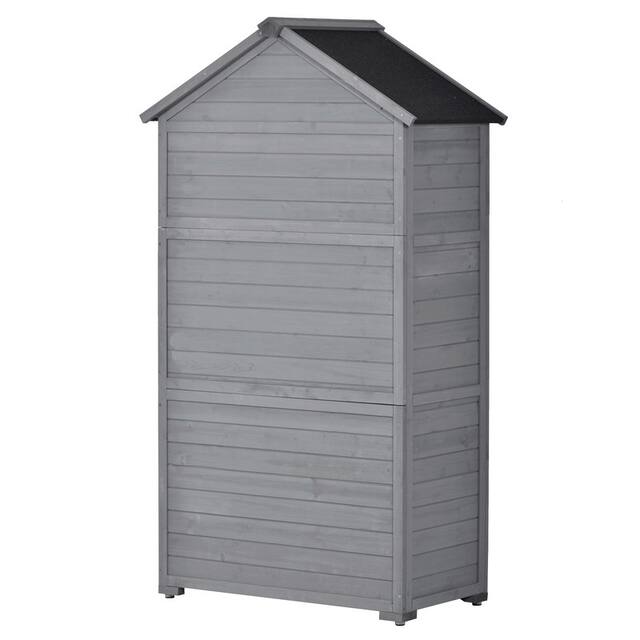 Outdoor Wood Lean-to Lockable Storage Shed Tool Organizer with Waterproof Asphalt Roof - 5.8ft x 3ft