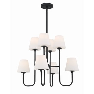 Keenan 8 Light Black Forged Chandelier - 28"W x 22.5"H