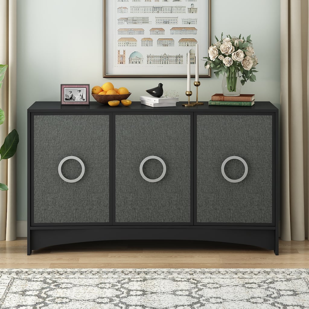 Curved Design Storage Cabinet with Adjustable shelves for Living rooms