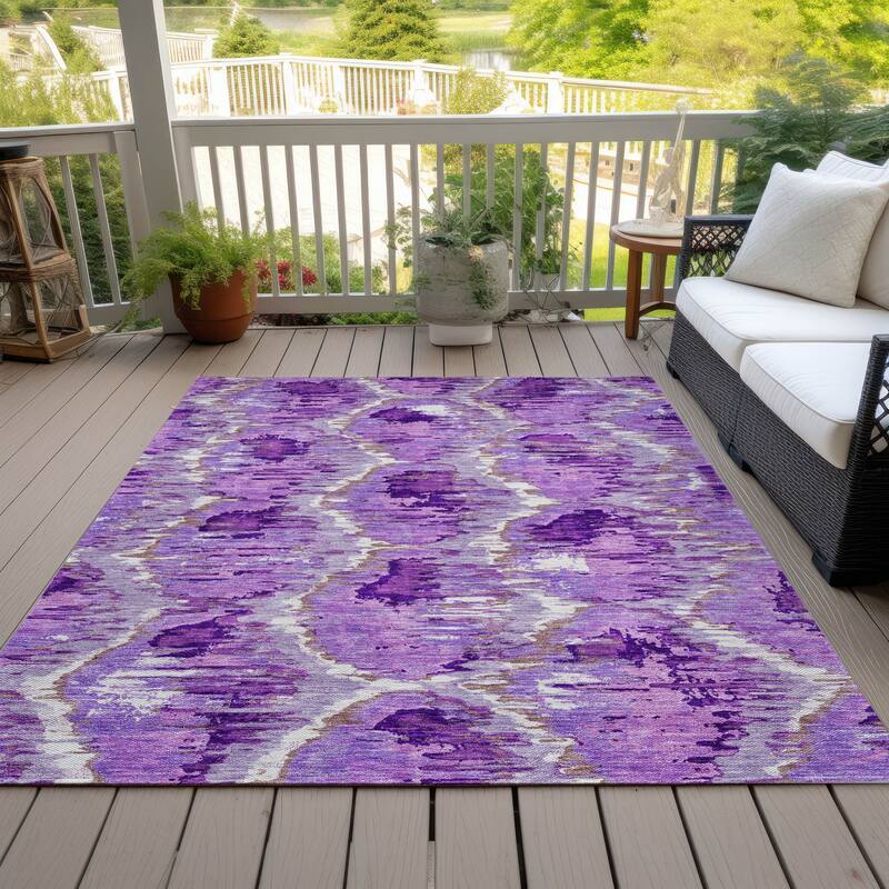 Machine Washable Indoor/ Outdoor Chantille Contemporary Abstract Rug - Lavender - 8' x 10'