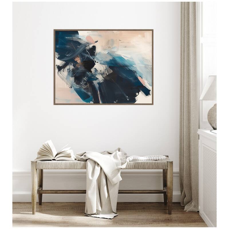 Kate and Laurel Sylvie Deep Blue Momentum II Framed Canvas by Amy Lighthall