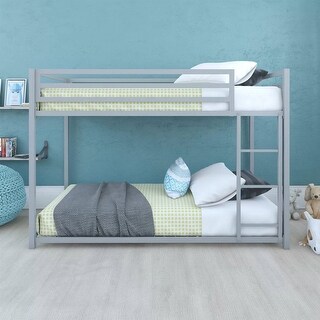 Twin Over Twin Modern Low Hight Bunk Bed with Metal Frame