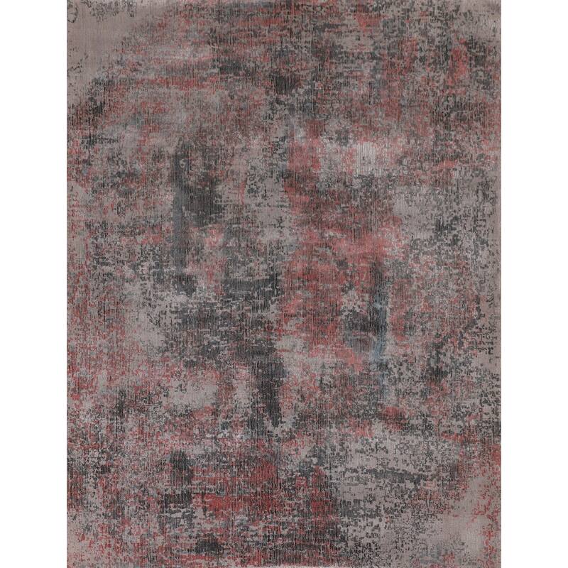 All-Over Abstract Modern Area Rug Hand-Knotted Wool Carpet - 5'3" x 6'10"