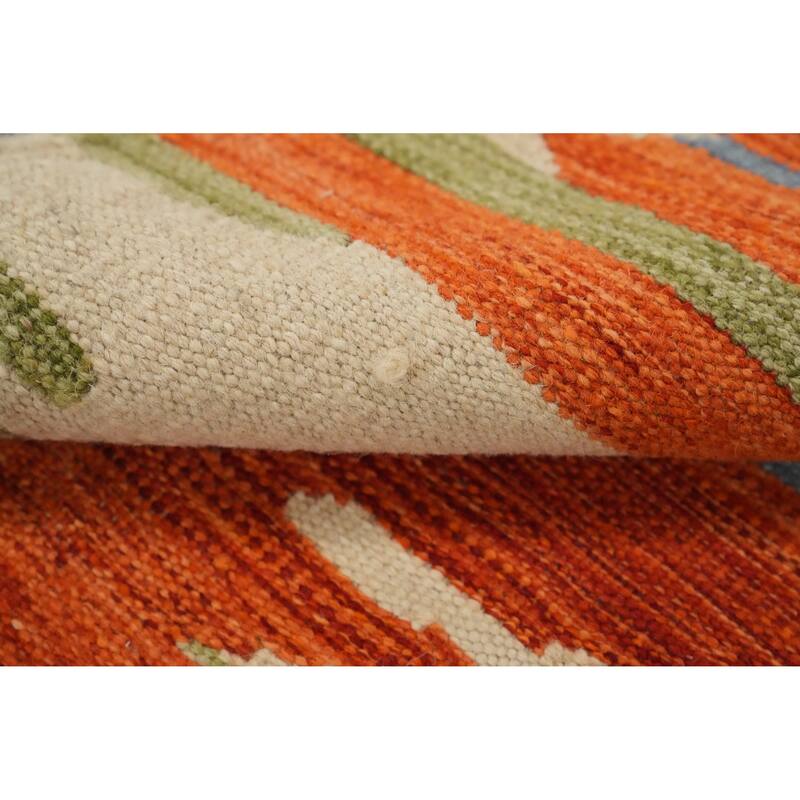 Hand Woven Oriental 100% Wool Carpet Southwestern Modern Multi-Colored Kilim Area Rug - 5' 10'' X 4' 0''
