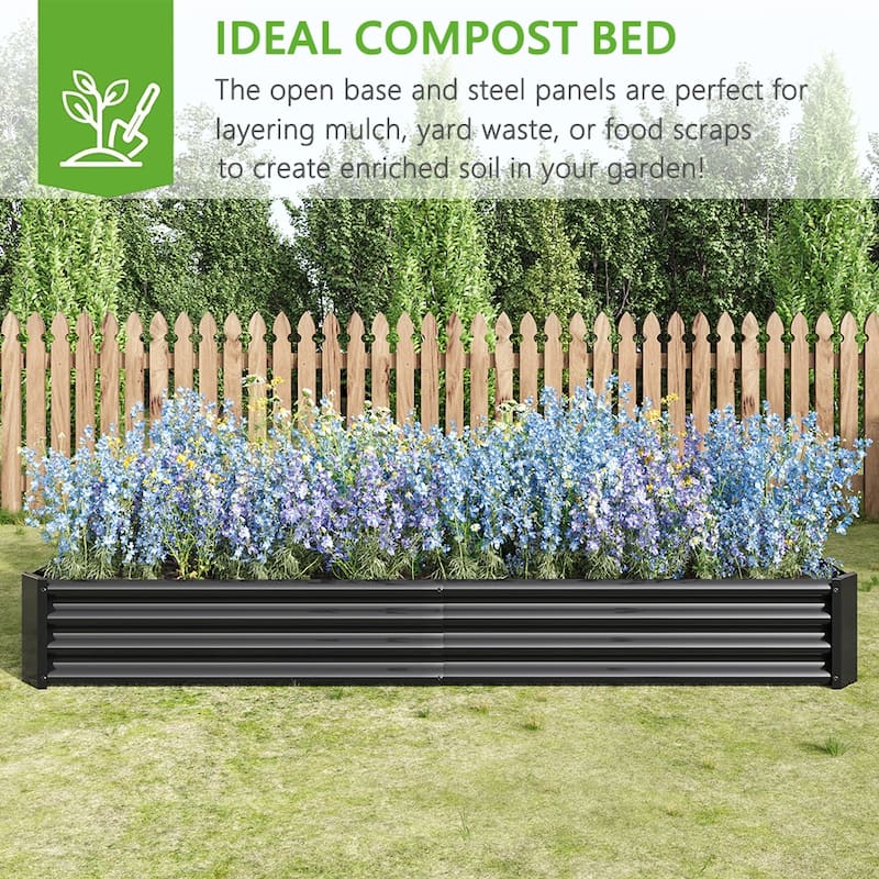 Outdoor Galvanized Metal Raised Garden Bed Kit - 7.6 x 3.7 x 1 ft